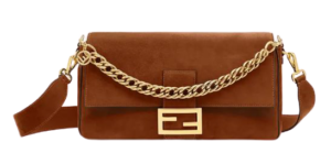 Fendi Brown Suede Gold Chain Crossbody